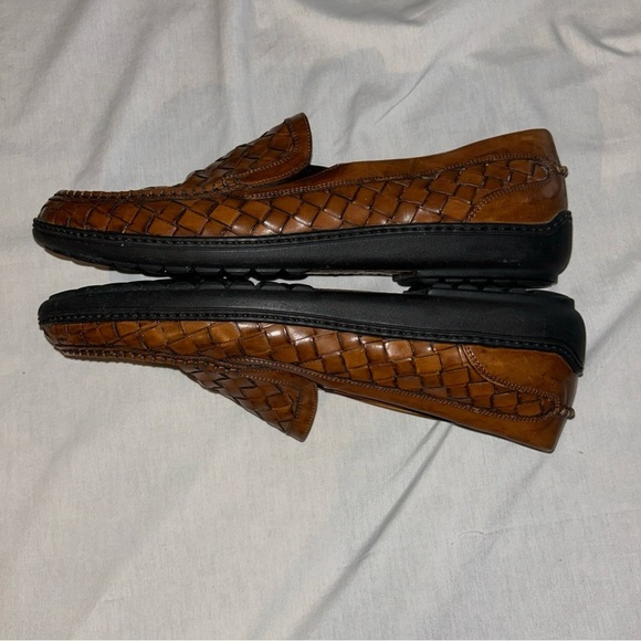Bragano Italy Brown Leather Woven Loafers - Picture 2 of 13